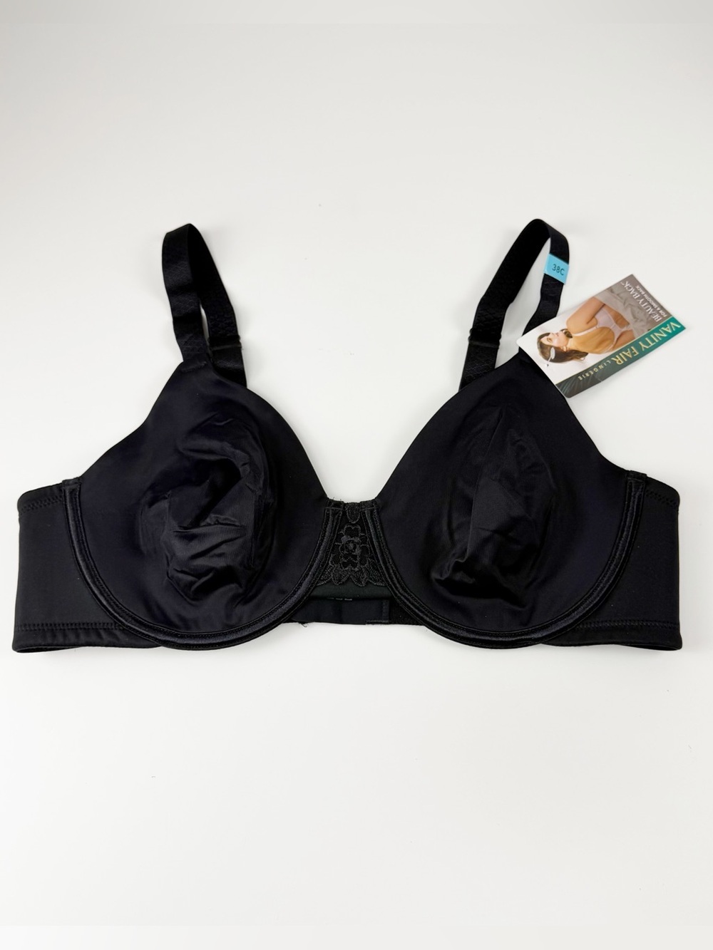 Vanity Fair Full Figure Beauty Back® Smoothing Minimizer Bra 38C Black NWT 76080
